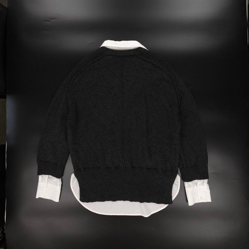 BROCHU WALKER Looker Layered V-Neck Cashmere Wool Sweater Gray Preppy Old Money - Picture 7 of 12